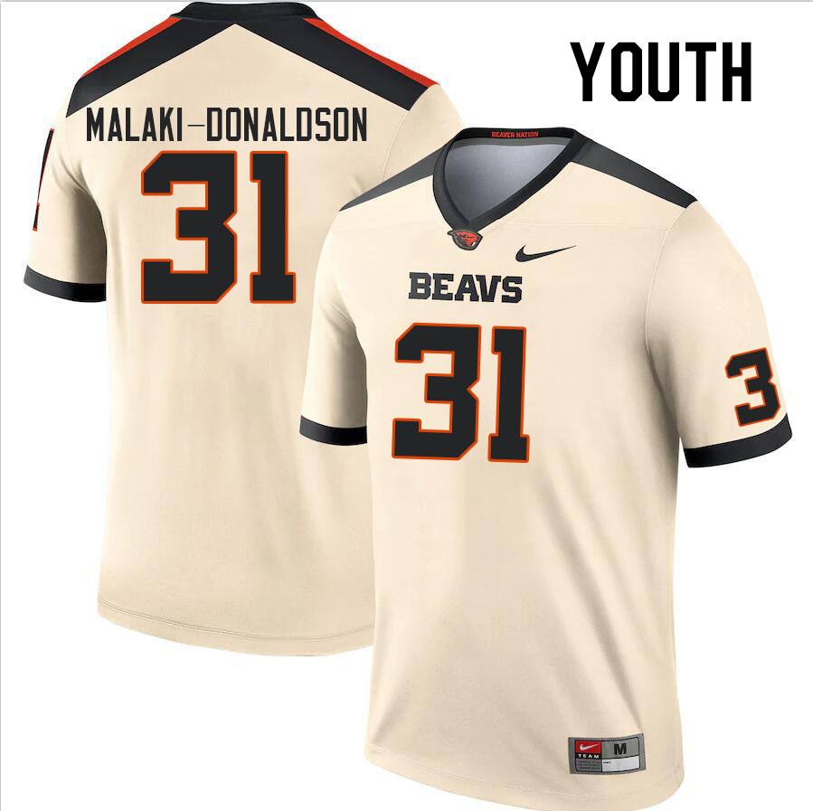 Youth #31 Mathias Malaki-Donaldson Oregon State Beavers College Football Jerseys Stitched Sale-Cream